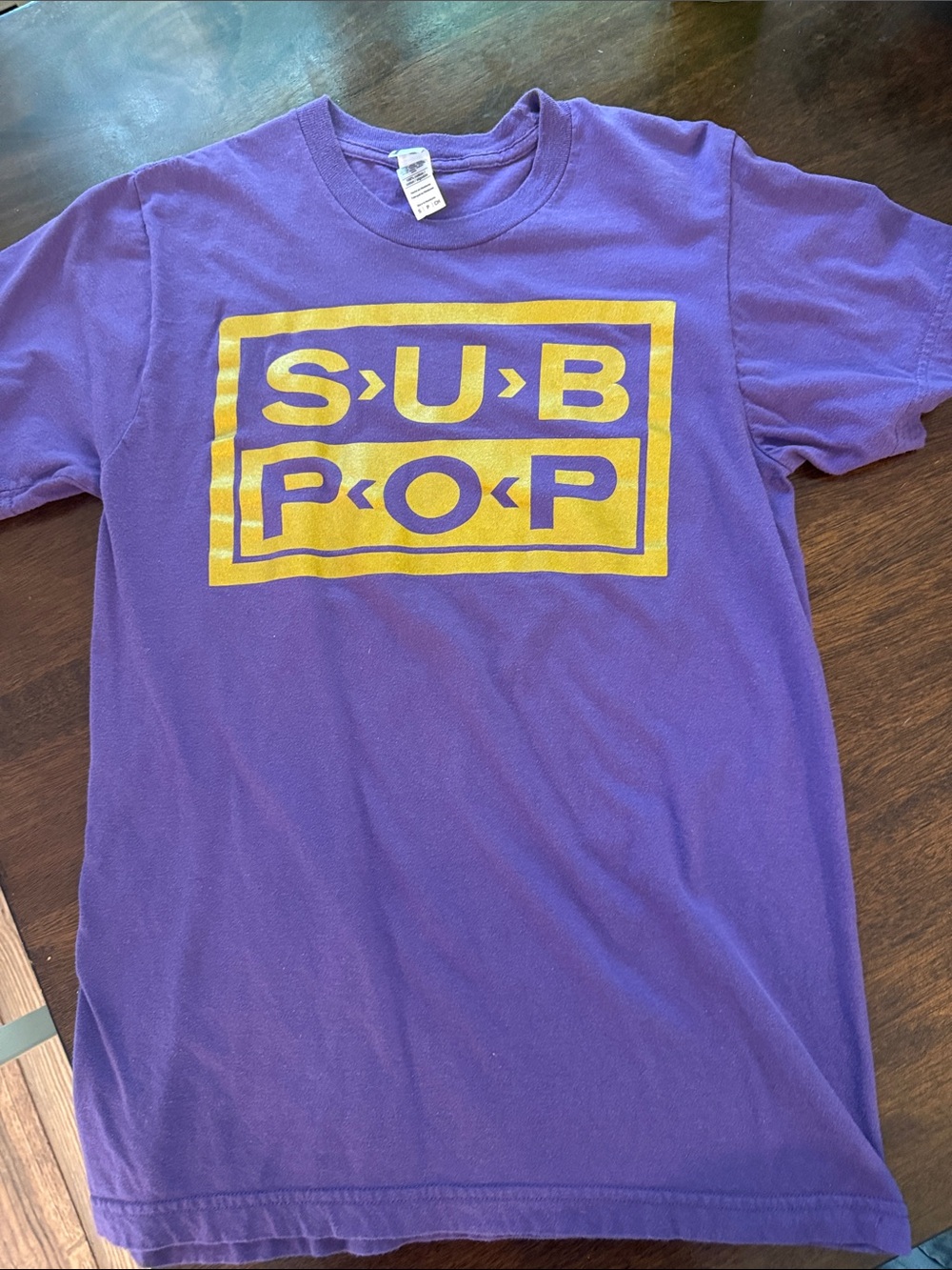 American Apparel Purple Tee with Yellow SUB POP Logo